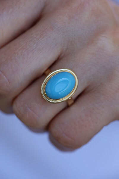 Yenigün Kuyumculuk 14 Ayar Altın Firuze Taşlı Yüzük