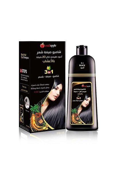 Red Apple Red Apple Shampoo Natural Hair Dye in 30 Minutes with Herbs (Shampoo + Conditioner + Dye) 500 ml - Black