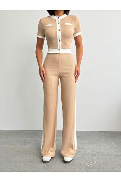 fhk atelier Short Sleeve Stripe Detailed Bottom Top Set
