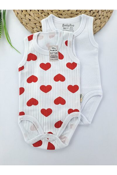 Butik Girl 0 - 6 Years Old Summer Short Sleeve Bodysuit with Snap Fastener 2 Pieces 100% Cotton Premium Quality