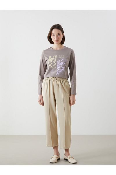 LC Waikiki Γυναικείο μπλουζάκι με στάμπα Crew Neck