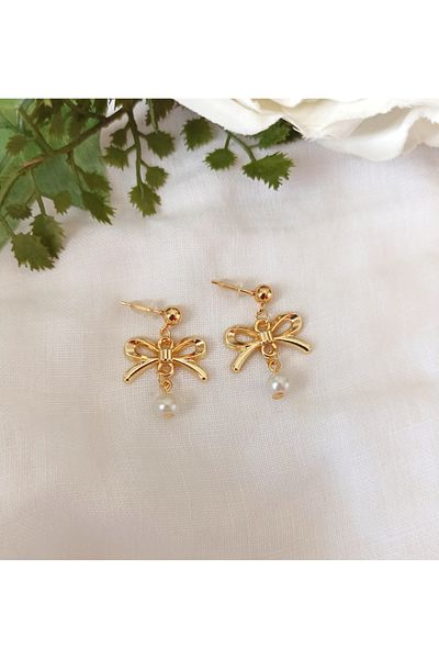 DENİZDENAL Bow Pearl Earrings