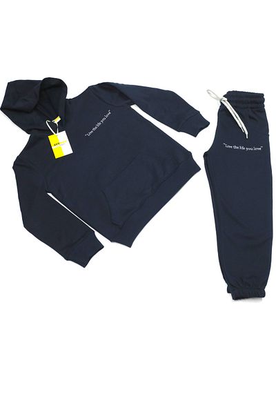 AYYBUU 2 Thread Raster Children's Kangaroo Hooded Tracksuit Set Live The Life You Love