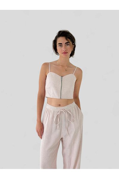 Retrobird Σχέδιο μπροστινό φερμουάρ Bustier Γυναικεία κρέμα