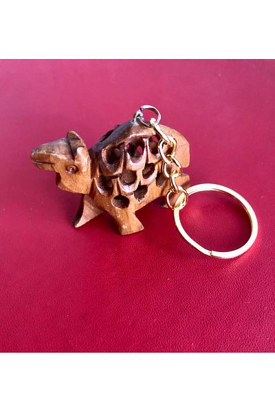 PİRAMİGO Wooden Hand Carved Keychains, Frog, Elephant, Camel, Horse, Etc.