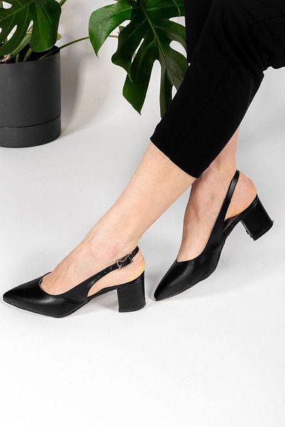 Modaarmada Black Front Closed Back Open 5 cm Heel Women's Shoes