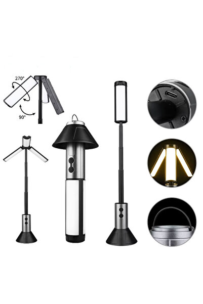 tusah Teleskobik Kamp Lambası Şarjlı El Feneri Ve Masa Lambası