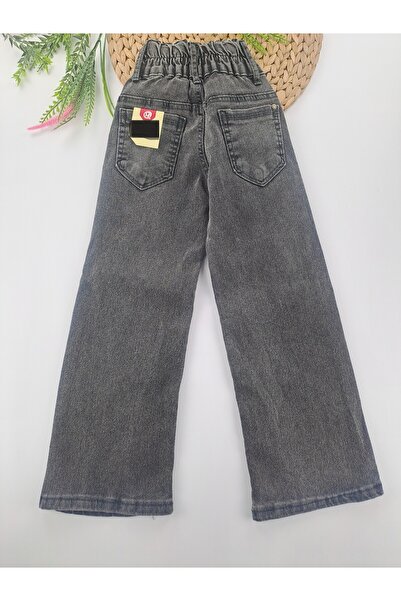 Butik Kız Çocuk Kot Pantolon Lastikli Bel Ayarlanabilir Bel Premium Kalite Kargo Cep Yıldız Paça