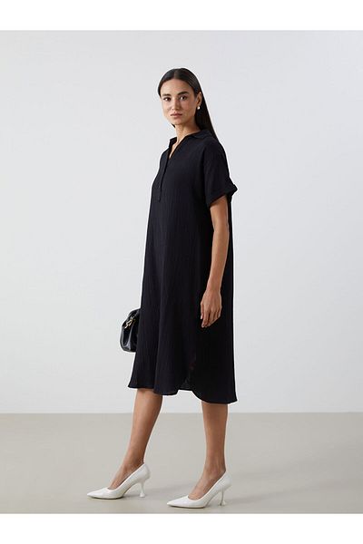 LC Waikiki Rochie de damă oversize din muselină cu guler cămașă
