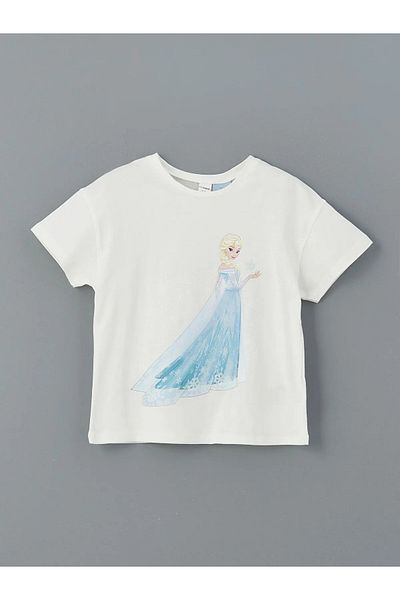 LC Waikiki Crew Neck Elsa Printed Girl's T-Shirt