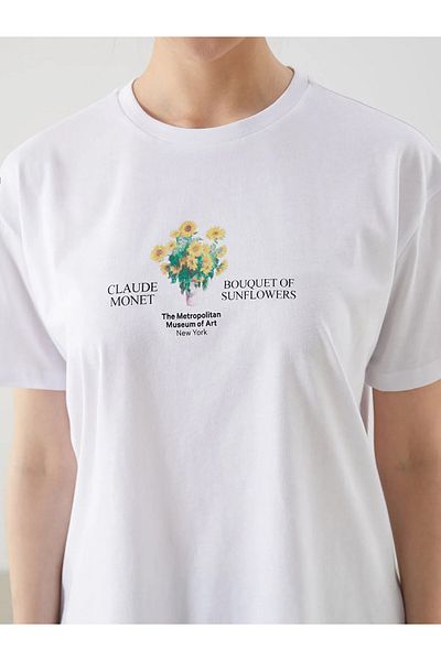 LC Waikiki Crew Neck Claude Monet Printed Women's T-Shirt