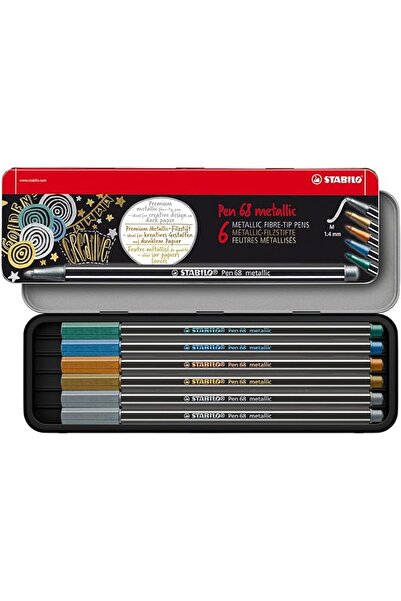 Stabilo Pen 68 Metalik - Keçe Uçlu Boya Kalemi - 6'lı Kutu - Çeşitli Renkler