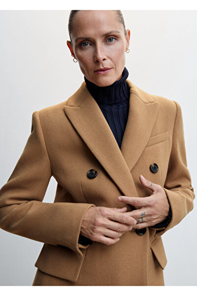 MANGO Woman Dámský kabát Dark Camel47050096