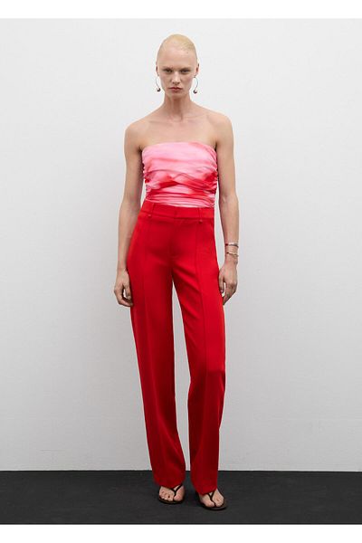 MANGO Woman Drape Strapless Blouse