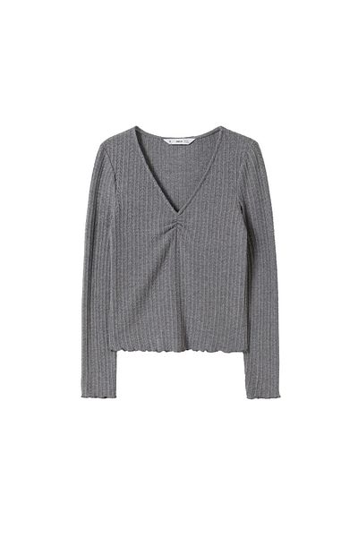 MANGO Metal Grey Damen-T-Shirt 17039077