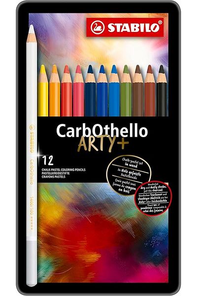 Stabilo Carbothello - Arty+ - Chalk-Pastel Pencils - Tin of 12 - Assorted Colours