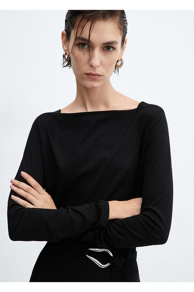 MANGO Woman Μαύρο γυναικείο T-Shirt 67010461