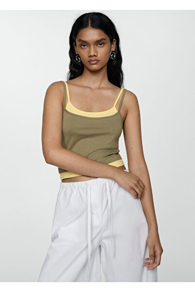 MANGO Woman Dámský zelený bustier 67066736