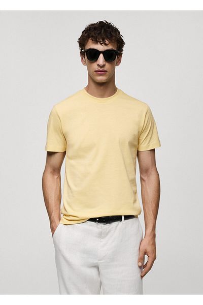 MANGO Woman Παστέλ κίτρινο ανδρικό μπλουζάκι 77070606