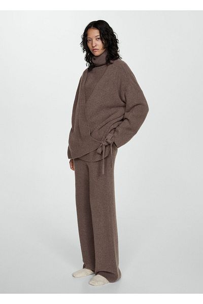 MANGO Woman Braune Damen-Pyjamahose 77053266
