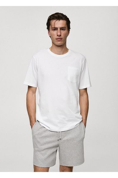 MANGO Weißes Herren-Pyjama-Set 77050592