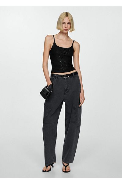 MANGO Black Women's Bustier 77050371