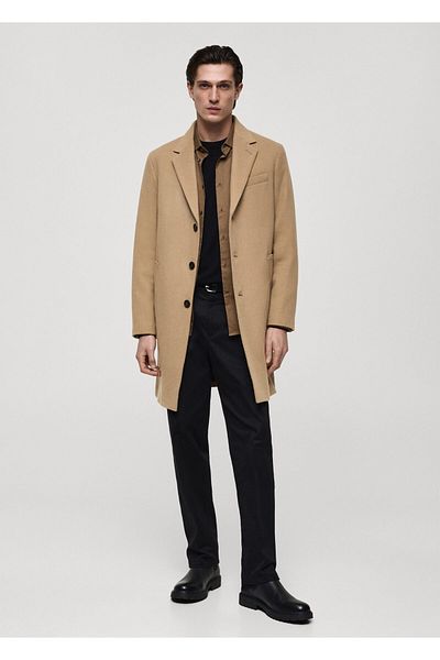 MANGO Woman Ανδρικό παλτό Dark Camel 77025968