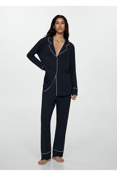 MANGO Pantaloni de pijama de damă bleumarin 77073289