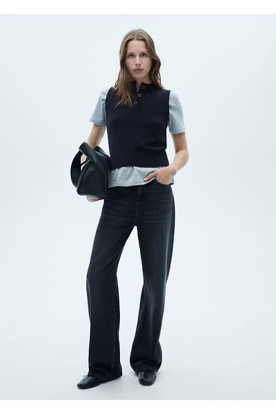 MANGO Navy Blue Women's Vest 77086722