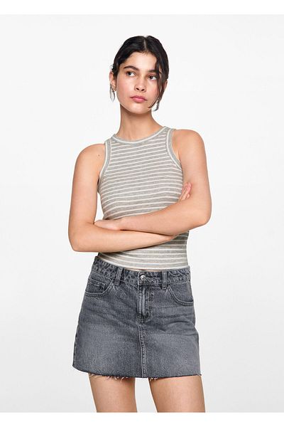 MANGO Light Gray Girl's T-Shirt 77032936