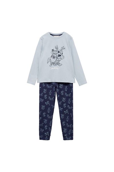 MANGO Woman Boy's Blue Pajama Set