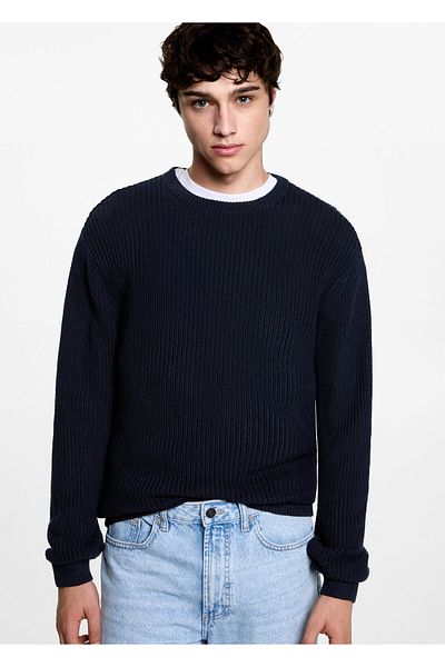 MANGO Woman Boy's Navy Blue Sweater