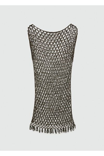 MANGO Khakifarbenes Damenkleid 77070643