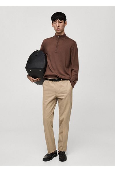 MANGO Dark Camel Men's Sweater 77005979