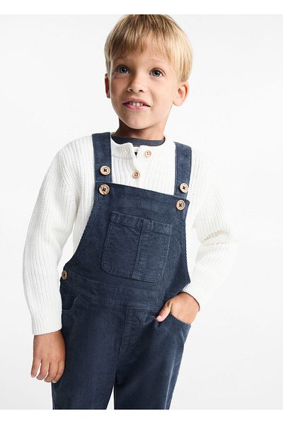 MANGO Woman Baby Boy Blue Overalls