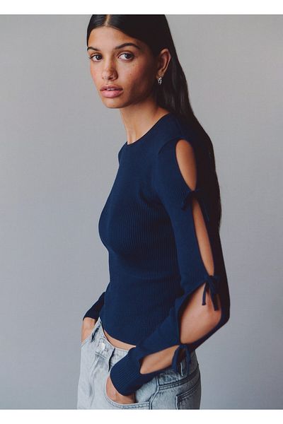 MANGO Woman Navy Blue Girl's Sweater 77034043