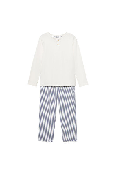MANGO Woman Erkek Çocuk Kırık Beyaz Pijama Takımı