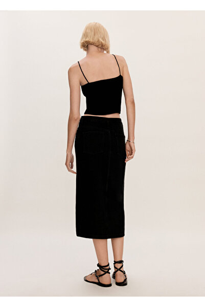 MANGO Woman Siyah Denim Kadın Etek 77199405
