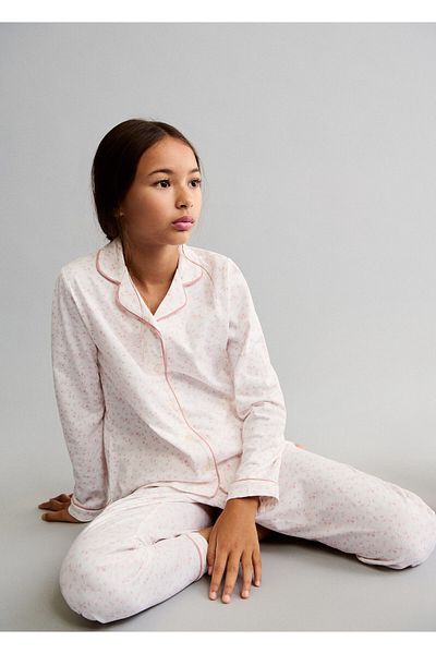 MANGO Woman Pantaloni de pijama pentru fete alb catifelat 77044439