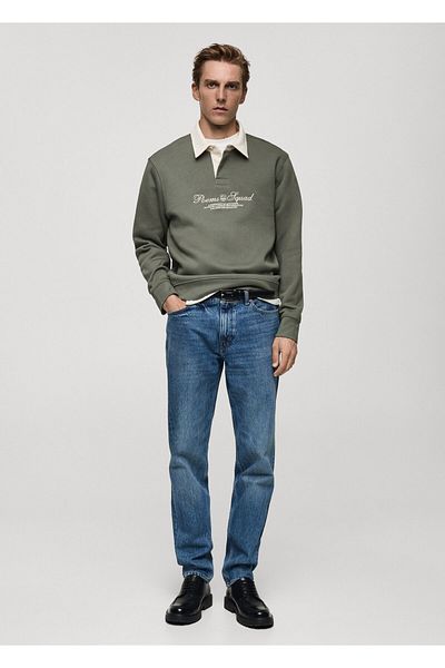 MANGO Hanorac verde pentru bărbați 77045975