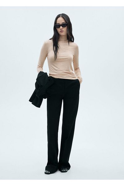 MANGO Woman Γυναικείο μπλουζάκι από άμμο 77006724