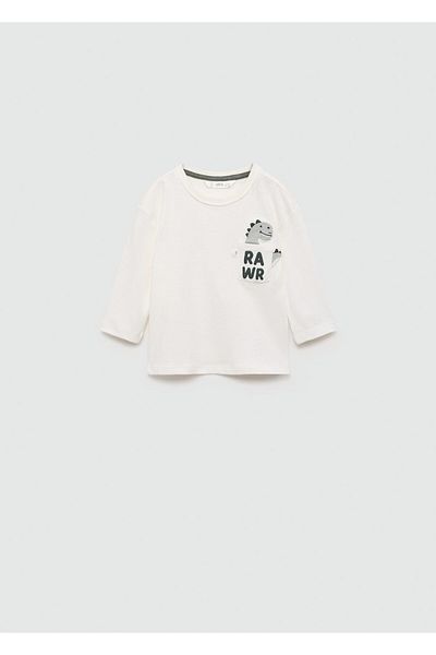 MANGO Μπλουζάκι Baby Boy Off-White T-shirt