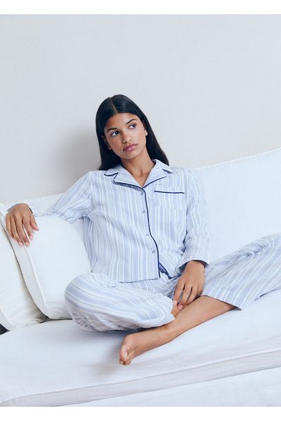 MANGO Woman Pantaloni de pijama pentru fete albastre 77096727
