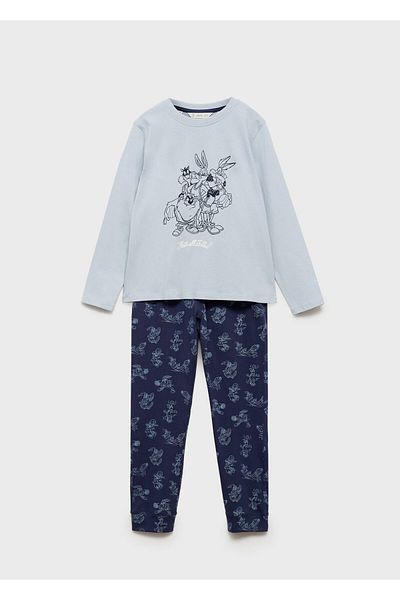 MANGO Woman Boy's Blue Pajama Set