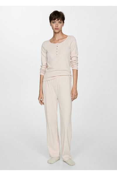 MANGO Woman Partea de jos de pijama pentru femei roz pal 77050576