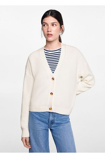 MANGO Off-White Girl's Cardigan 77084039