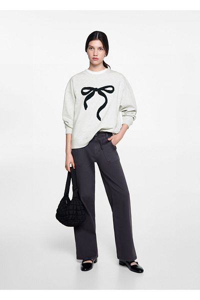 MANGO Light Gray Girl's Sweatshirt 77034784