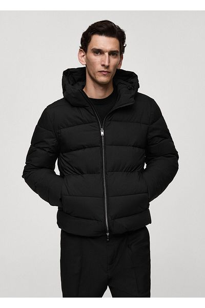 MANGO Woman Schwarzer Herrenmantel 77097910
