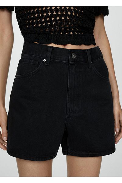 MANGO Woman Black Denim Women's Shorts & Bermuda 77060571