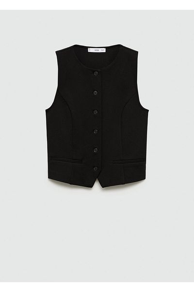 MANGO Woman Vestă neagră de damă 77084021